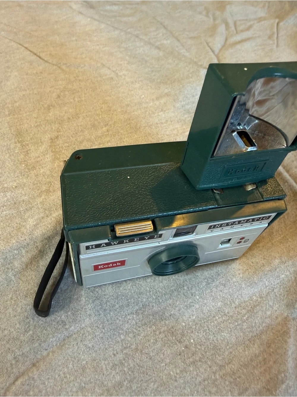 Kodak Hawkeye Instamatic Camera in Dark Green and Silver